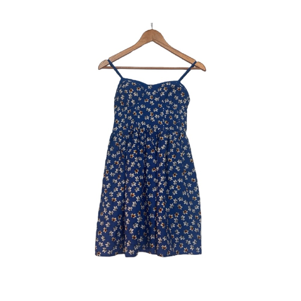 Blue, Floral Sundress with Sweetheart Neckline